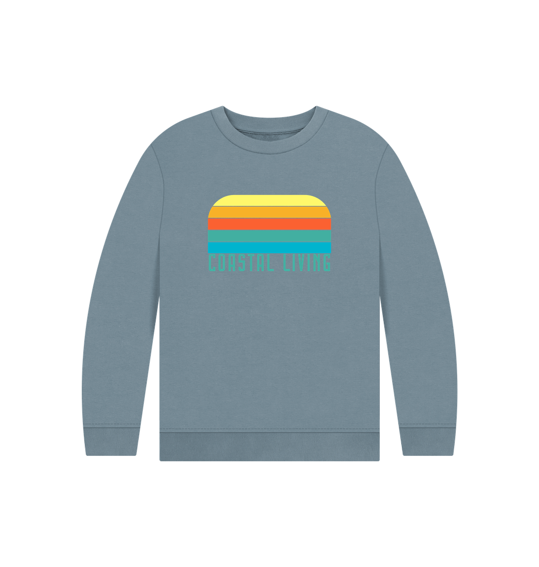 Stone Blue Printed Kids Jumper