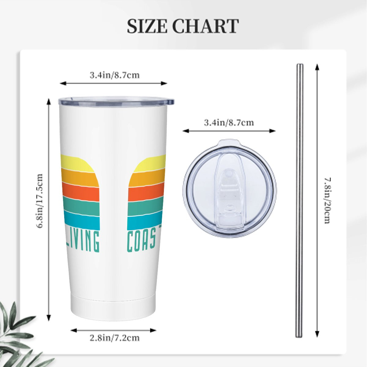 Coastal Living Insulated 20oz Tumbler with Lid & Straw